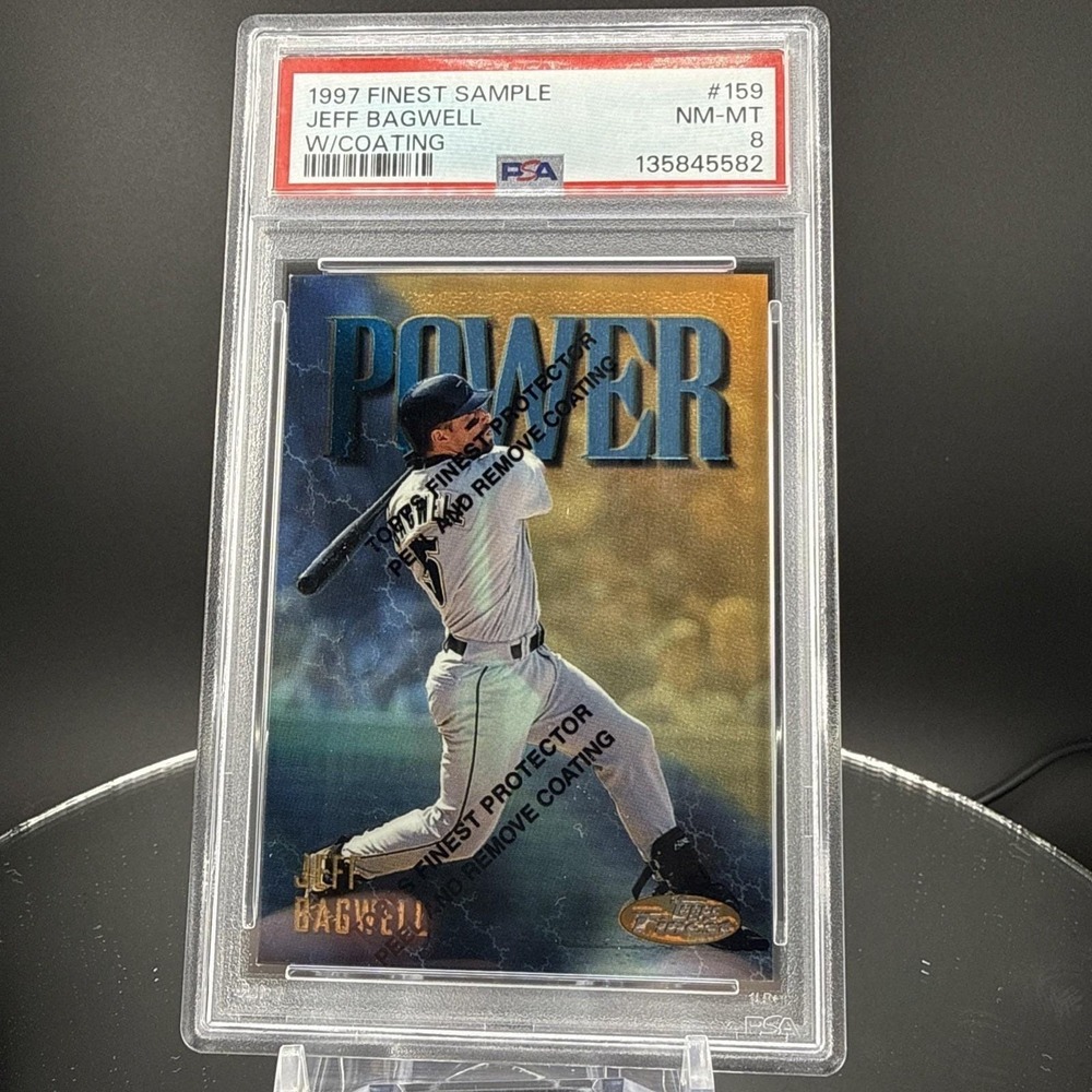 1997 Topps Finest Jeff Bagwell‎ Power Sample #159 w/ Coating PSA 8 NM-MT Astros